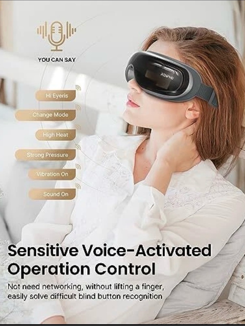 Voice-Activated Eye Massager VR Mask - Black